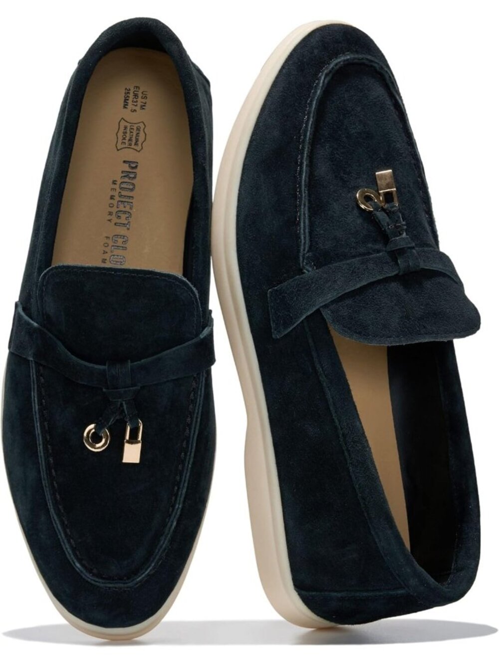 Women's Black Suede 100% Genuine Leather Slip On Casual Flat Loafers Shoes